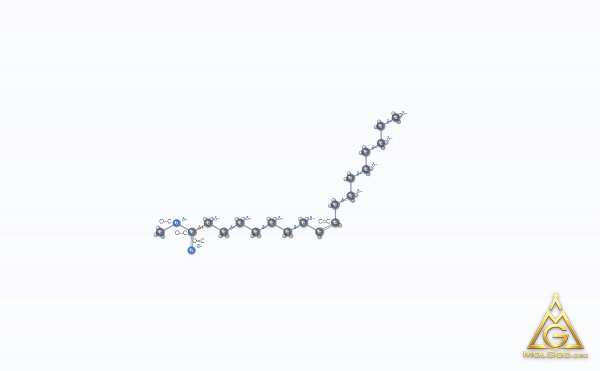 Methyl Oleate (CAS 112-62-9) – ball-and-stick 3D model, MolGod Viewer
