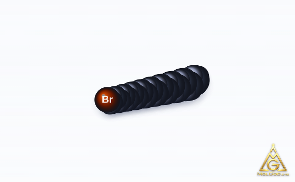 1-Bromooctadecane (CAS 112-89-0) – space-filling 3D model, MolGod Viewer