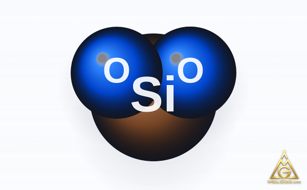 Silica (CAS 112926-00-8) – space-filling 3D model, MolGod Viewer