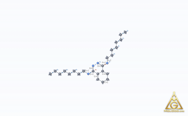 di-N-Octyl Phthalate (CAS 117-84-0) – ball-and-stick 3D model, MolGod Viewer