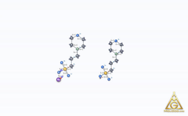 Sodium 3-(morpholin-4-yl)propane-1-sulfonate--3-(morpholin-4-yl)propane-1-sulfonic acid (1/1/1) (CAS 117961-20-3) – ball-and-stick 3D model, MolGod Viewer