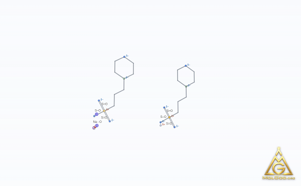 Sodium 3-(morpholin-4-yl)propane-1-sulfonate--3-(morpholin-4-yl)propane-1-sulfonic acid (1/1/1) (CAS 117961-20-3) – skeletal 3D model, MolGod Viewer