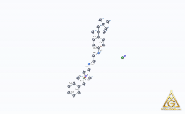 Benzethonium Chloride (CAS 121-54-0) – ball-and-stick 3D model, MolGod Viewer