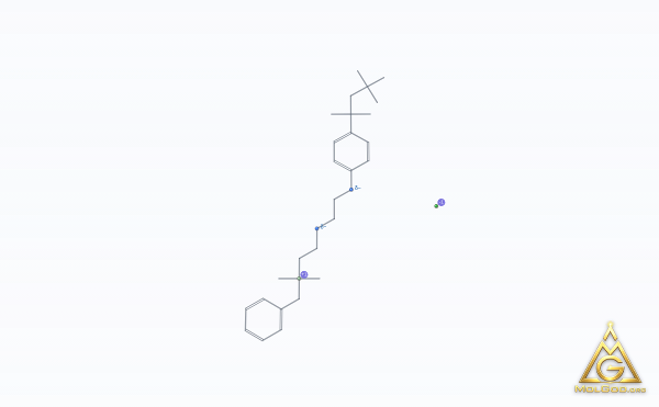 Benzethonium Chloride (CAS 121-54-0) – skeletal 3D model, MolGod Viewer