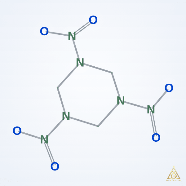 Cyclonite (CAS 121-82-4) – skeletal 3D model, MolGod Viewer