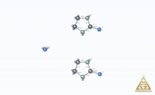 2-Imidazolidinone, hydrate (2:1) (CAS 121325-67-5) – ball-and-stick 3D model, MolGod Viewer