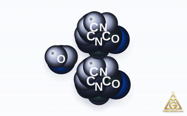 2-Imidazolidinone, hydrate (2:1) (CAS 121325-67-5) – space-filling 3D model, MolGod Viewer