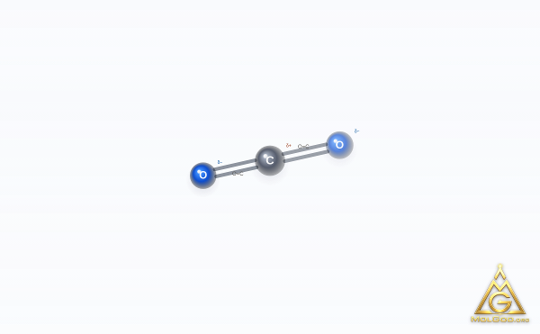 Carbon Dioxide (CAS 124-38-9) – skeletal 3D model, MolGod Viewer