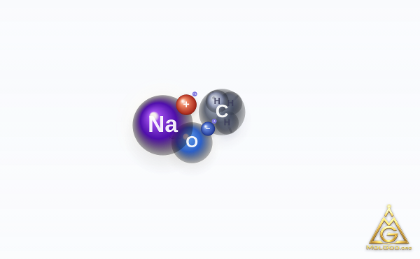 Sodium Methoxide (CAS 124-41-4) – ball-and-stick 3D model, MolGod Viewer