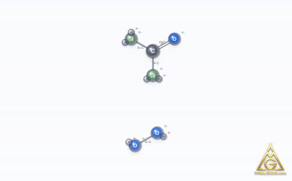 Carbamide Peroxide (CAS 124-43-6) – ball-and-stick 3D model, MolGod Viewer
