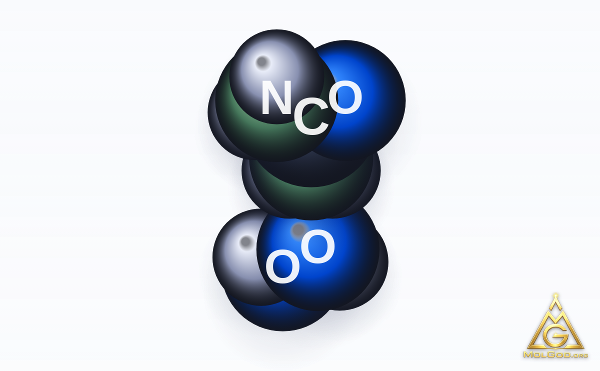 Carbamide Peroxide (CAS 124-43-6) – space-filling 3D model, MolGod Viewer