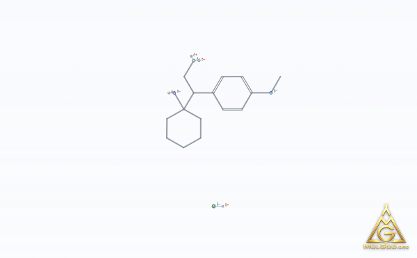 N,N-Didesmethylvenlafaxine hydrochloride (CAS 130198-05-9) – skeletal 3D model, MolGod Viewer