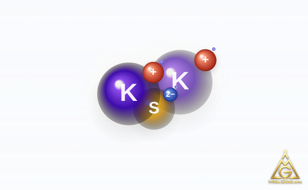 Potassium Sulfide (CAS 1312-73-8) – ball-and-stick 3D model, MolGod Viewer