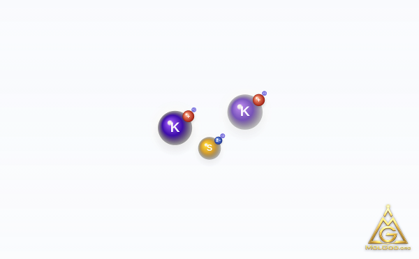 Potassium Sulfide (CAS 1312-73-8) – modèle squelettique (projection plane), MolGod Viewer