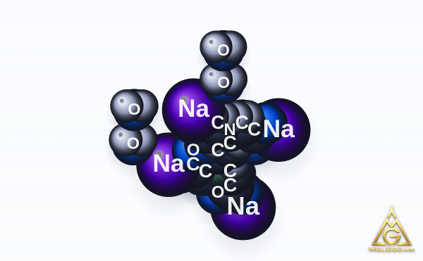 Edetate sodium tetrahydrate (CAS 13235-36-4) – space-filling 3D model, MolGod Viewer