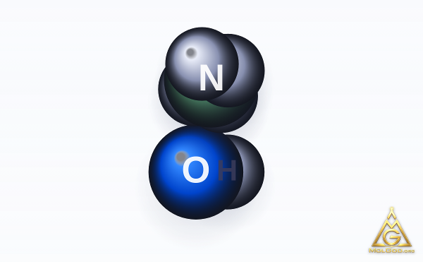 Ammonium Hydroxide (CAS 1336-21-6) – space-filling 3D model, MolGod Viewer