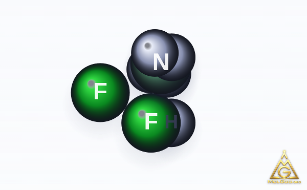 Ammonium bifluoride (CAS 1341-49-7) – space-filling 3D model, MolGod Viewer