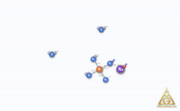 Sodium Phosphate, Monobasic, Dihydrate (CAS 13472-35-0) – ball-and-stick 3D model, MolGod Viewer