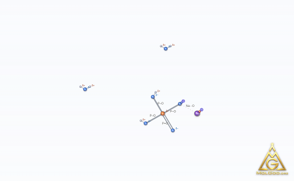 Sodium Phosphate, Monobasic, Dihydrate (CAS 13472-35-0) – skeletal 3D model, MolGod Viewer