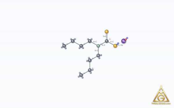 Sodium dibutyldithiocarbamate (CAS 136-30-1) – 2D structure, MolGod Viewer