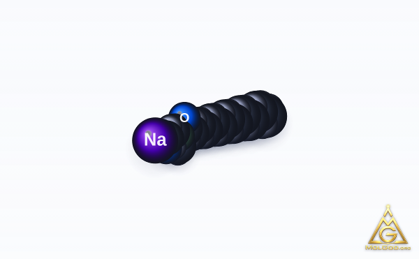 Sodium Lauroyl Sarcosinate (CAS 137-16-6) – space-filling 3D model, MolGod Viewer