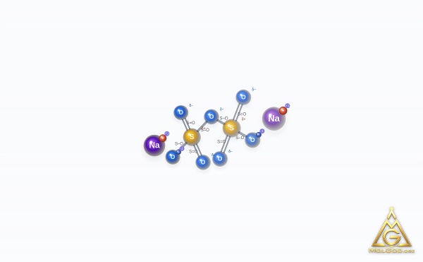 Disulfuric acid, sodium salt (1:2) (CAS 13870-29-6) – ball-and-stick 3D model, MolGod Viewer