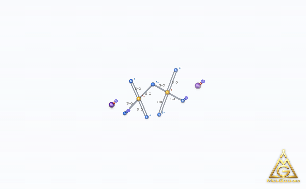 Disulfuric acid, sodium salt (1:2) (CAS 13870-29-6) – skeletal 3D model, MolGod Viewer
