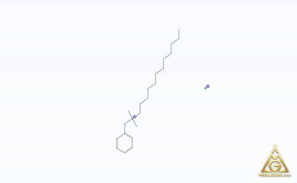 Benzododecinium Chloride (CAS 139-07-1) – skeletal 3D model, MolGod Viewer