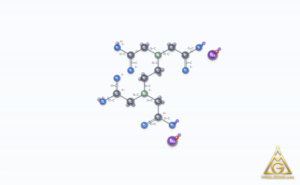 EDTA disodium salt (CAS 139-33-3) – ball-and-stick 3D model, MolGod Viewer