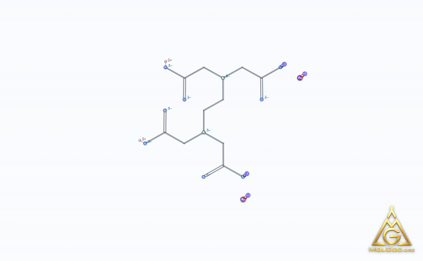 EDTA disodium salt (CAS 139-33-3) – skeletal 3D model, MolGod Viewer
