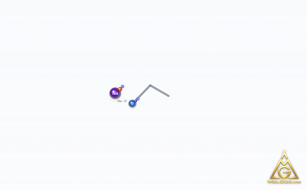Sodium ethoxide (CAS 141-52-6) – skeletal 3D model, MolGod Viewer