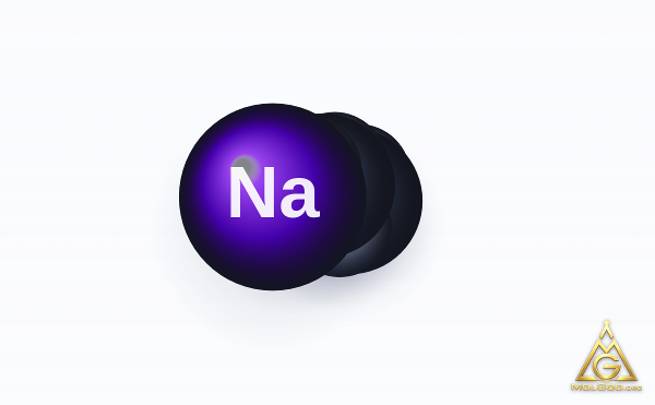 Sodium ethoxide (CAS 141-52-6) – space-filling 3D model, MolGod Viewer