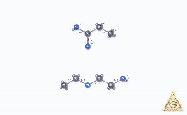 Ethanol, 2-ethoxy-, propanoate (CAS 14272-48-1) – ball-and-stick 3D model, MolGod Viewer