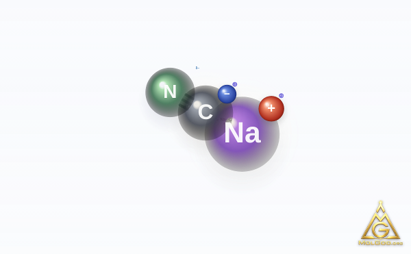 Sodium Cyanide (CAS 143-33-9) – ball-and-stick 3D model, MolGod Viewer