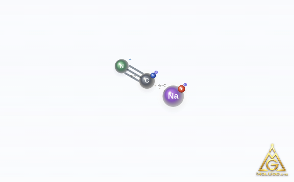 Sodium Cyanide (CAS 143-33-9) – skeletal 3D model, MolGod Viewer