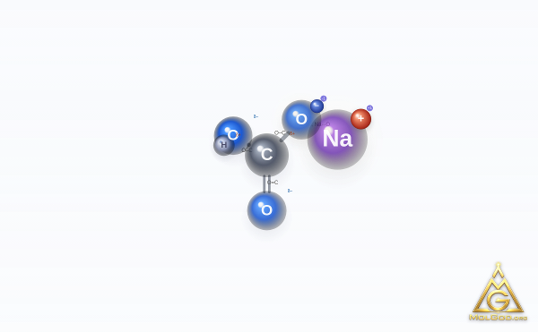 Sodium bicarbonate (CAS 144-55-8) – ball-and-stick 3D model, MolGod Viewer