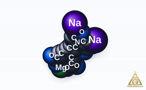 Magnesium disodium EDTA (CAS 14402-88-1) – space-filling 3D model, MolGod Viewer