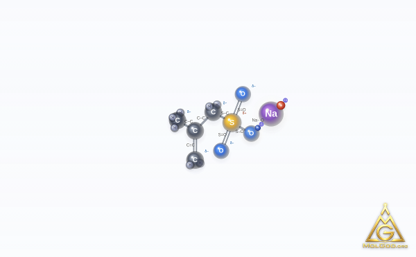 Sodium methallylsulfonate (CAS 1561-92-8) – ball-and-stick 3D model, MolGod Viewer