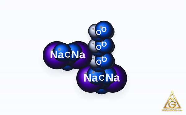 Sodium percarbonate (CAS 15630-89-4) – space-filling 3D model, MolGod Viewer