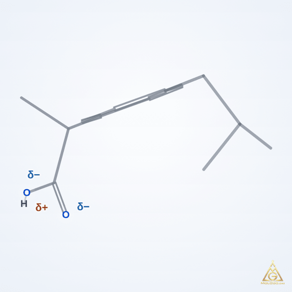 Ibuprofen, (+-)- (CAS 15687-27-1) – skeletal 3D model, MolGod Viewer