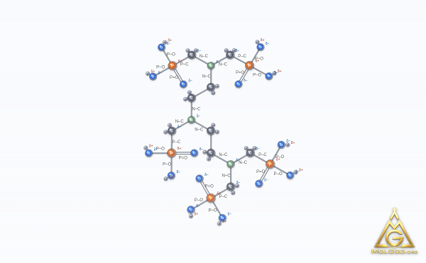 Diethylenetriaminepenta(methylenephosphonic acid) (CAS 15827-60-8) – 2D structure, MolGod Viewer