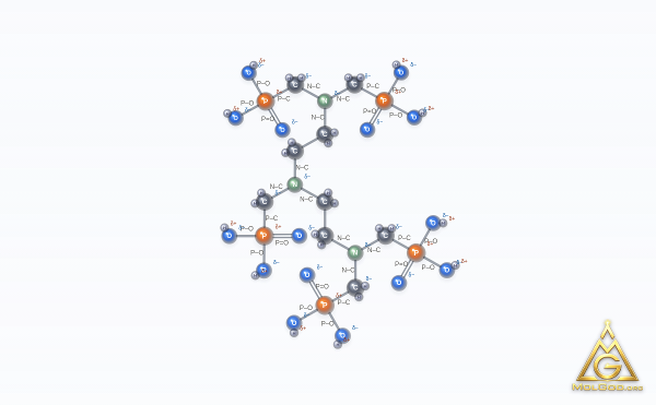 Diethylenetriaminepenta(methylenephosphonic acid) (CAS 15827-60-8) – ball-and-stick 3D model, MolGod Viewer