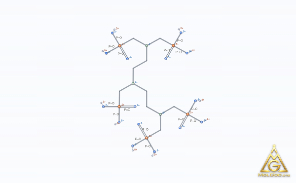 Diethylenetriaminepenta(methylenephosphonic acid) (CAS 15827-60-8) – skeletal 3D model, MolGod Viewer