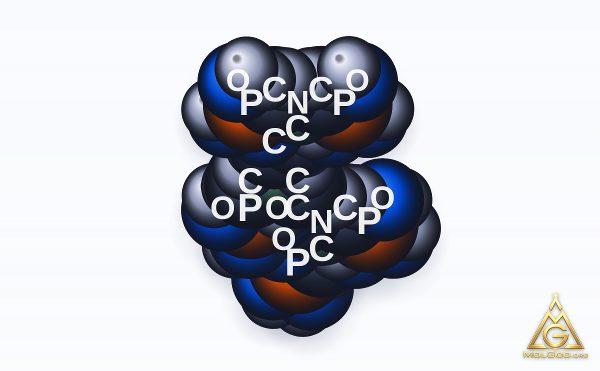 Diethylenetriaminepenta(methylenephosphonic acid) (CAS 15827-60-8) – space-filling 3D model, MolGod Viewer