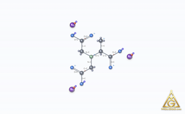 Trisodium dicarboxymethyl alaninate (CAS 164462-16-2) – 2D structure, MolGod Viewer