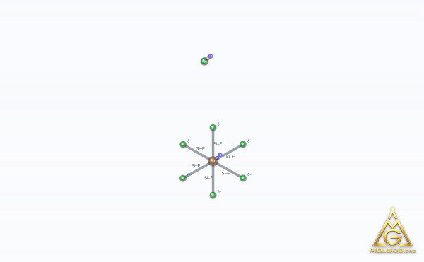 Magnesium hexafluorosilicate (CAS 16949-65-8) – modèle 3D squelettique, MolGod Viewer