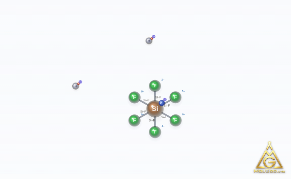 Fluorosilicic acid (CAS 16961-83-4) – modèle 3D boules et bâtonnets, MolGod Viewer
