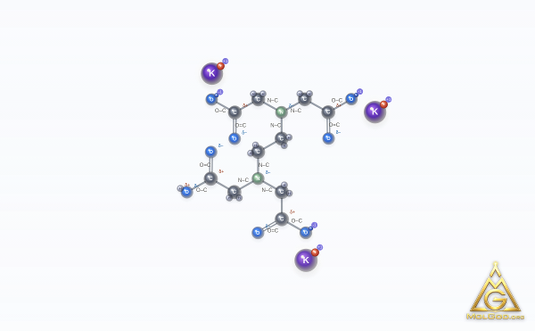 Edetate Tripotassium (CAS 17572-97-3) – modèle 3D boules et bâtonnets, MolGod Viewer
