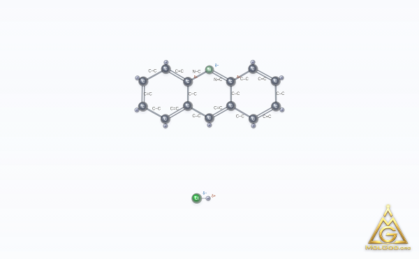 Acridine, hydrochloride (CAS 17784-47-3) – structure 2D, MolGod Viewer