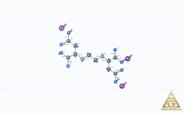 Trisodium Ethylenediamine Disuccinate (CAS 178949-82-1) – modello 3D a sfere e bastoncini, MolGod Viewer